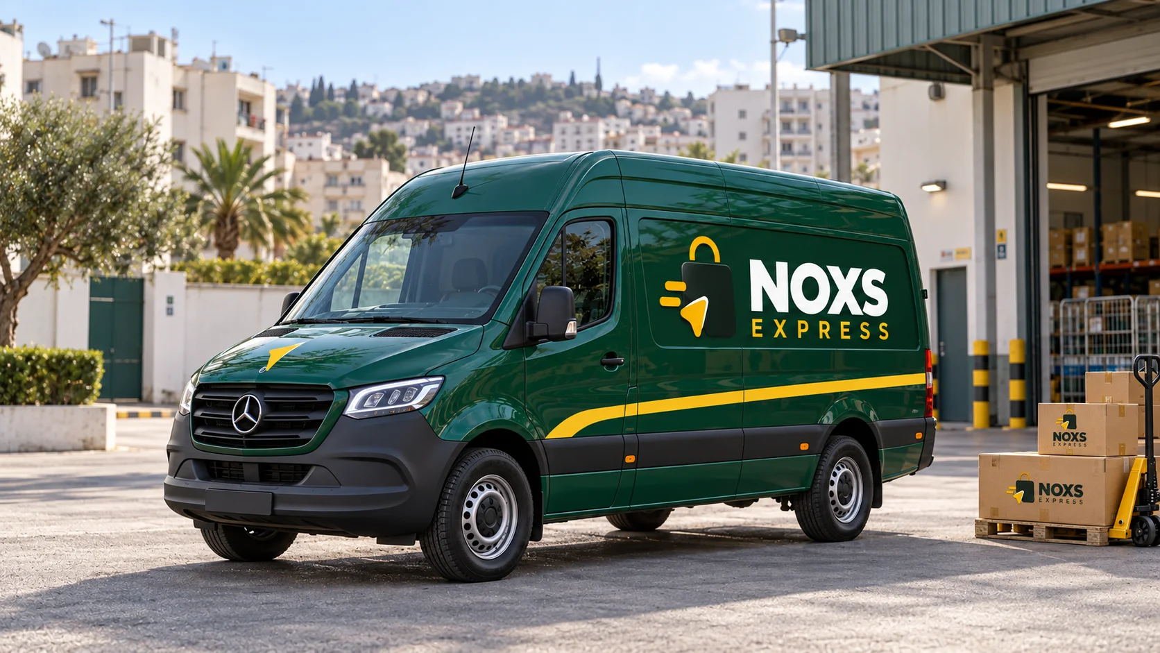 تصوّر توضيحي لشاحنة وطرود NOXS Express في الجزائر